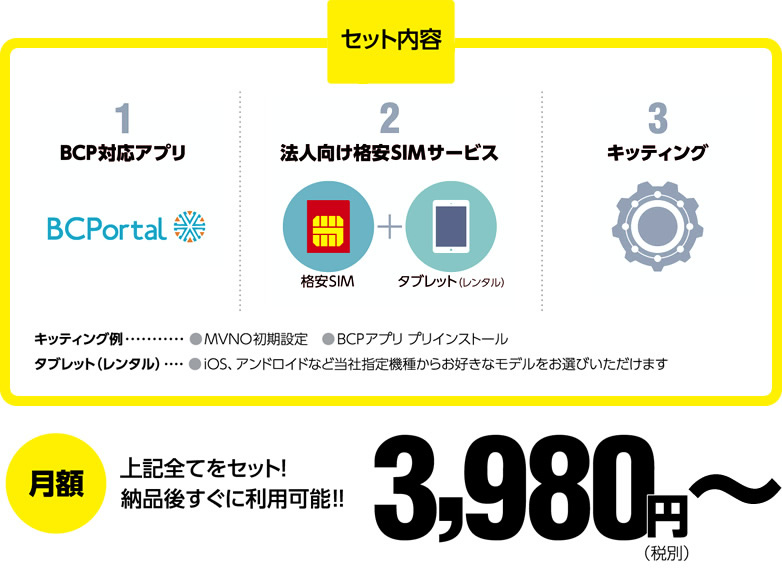 上記全てをセットで、3,980円（税別）～